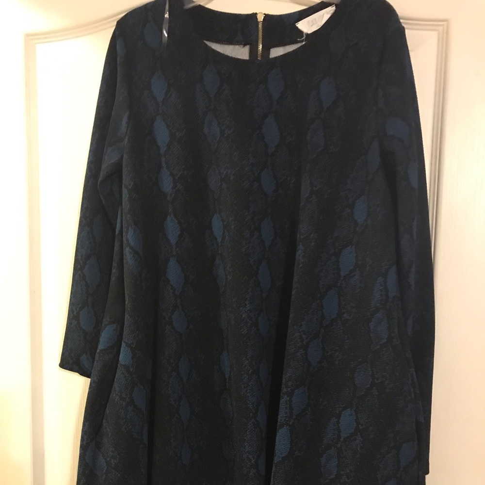 Peach Love blue snake print dress